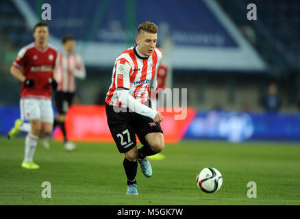 CRACOV, Polen - November 29, 2015: T-Mobile Extra Liga polnischer Premier Football League Wisla Krakau Cracov Cracov Derby o/p: Marcin Budzinski Stockfoto