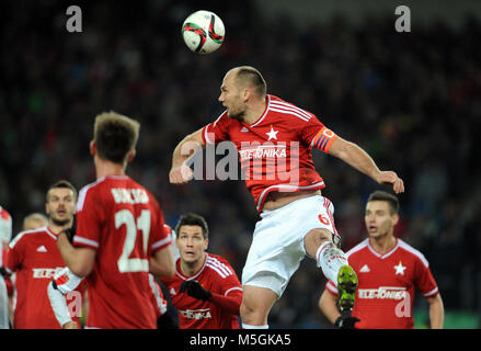 CRACOV, Polen - November 29, 2015: T-Mobile Extra Liga polnischer Premier Football League Wisla Krakau Cracov Cracov Derby o/p: Arkadiusz Glowacki Stockfoto