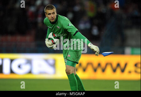 CRACOV, Polen - November 29, 2015: T-Mobile Extra Liga polnischer Premier Football League Wisla Krakau Cracov Cracov Derby o/p: Grzegorz Rems Stockfoto