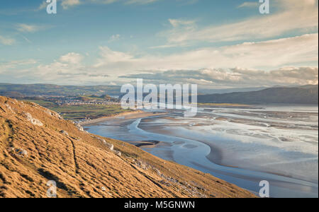 Blick von der Spitze des Great Orme Hügel über die Bucht von Llandudno bei Ebbe. North Wales in Großbritannien Stockfoto
