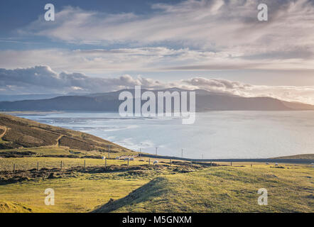 Blick von der Spitze des Great Orme über die Bucht von Llandudno und Snowdonia Hügel. North Wales in Großbritannien Stockfoto