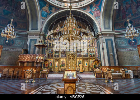 Innenraum des Heiligen Geistes Orthodoxe Kathedrale in Santiago, Region Bukowina, in der Ukraine Stockfoto