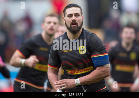 17 Februar 2018, Deutschland, Offenbach: Rugby Europa Meisterschaft, zweites Spiel, Deutschland vs Georgia: Deutschlands Wynston Cameron-Dow (10) in Aktion. Foto: Jürgen Keßler/dpa Stockfoto