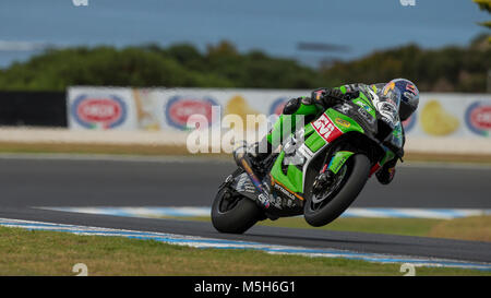 Samstag, 24 Februar, 2018. FIM Superbike World Championship. Phillip Island, Australien. Toprak Razgatlioglu Pucetti, Kawasaki Racing. Freies Training 4. Stockfoto