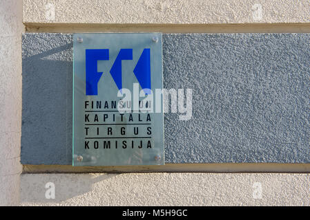 Riga, Lettland, 24. Feb 2018. Pressekonferenz über die Fortschritte in Bezug auf die EZB (Europäische Zentralbank) und FCMC (Finanz- und Kapitalmarktkommission) Entscheidung über ABLV Bank als. in Riga, Lettland Stockfoto