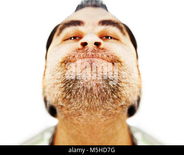 Nahaufnahme der nicht rasiert Gesicht, bärtiger Mann Stockfoto