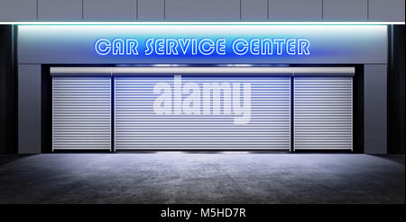 Moderne geschlossen Auto Service auf Straße der Stadt bei Nacht Stockfoto