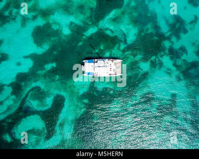 Mystic Cruises Touristenkatamaran, Turner's Beach, Picarts Bay, Antigua Stockfoto