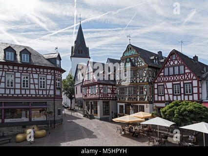 Ansicht des Koenig-Adolf-Platz, Idstein, Hessen, Deutschland Stockfoto