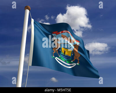 Michigan Flag (mit clipping path) Stockfoto