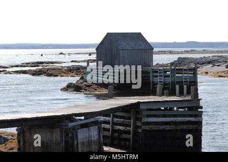 Fischerhütten in Blaue Steine, Nova Scotia Stockfoto