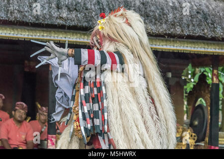 Die böse Hexe Rangda, Calon Arang traditioneller Tanz, Sahadewa Barong Tanz, Ubud, Bali Stockfoto