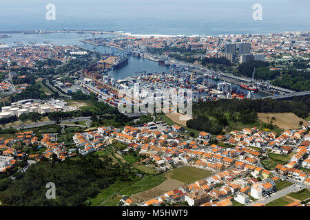 Blick auf den Hafen von Leixões in Matosinhos, Porto, Portugal Stockfoto