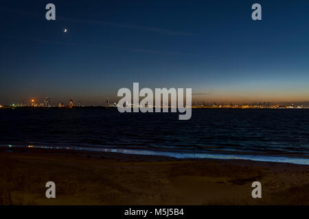 Niederlande, Hoek van Holland, Rotterdam bei Nacht Stockfoto