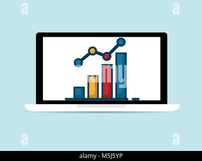 Abbildung: Laptop mit Wachstum graph Vektor Hintergrund Stock Vektor
