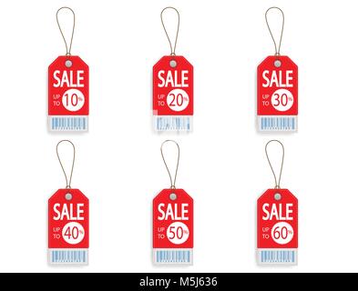 Der Preis Rabatt Verkauf Tag-Etikett mit Barcode Hintergrund Vector Illustration Stock Vektor