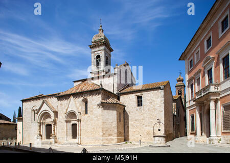 Collegiata oder Pieve di Osenna, San Quirico d'Orcia, Toskana, Italien, Europa Stockfoto