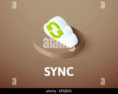 Sync isometrische Symbol Farbe Hintergrund isoliert Stock Vektor