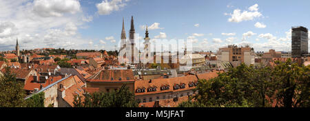 Zagreb Panorama, Blick von der Oberstadt. Stadtbild von Zagreb, Kroatien Stockfoto