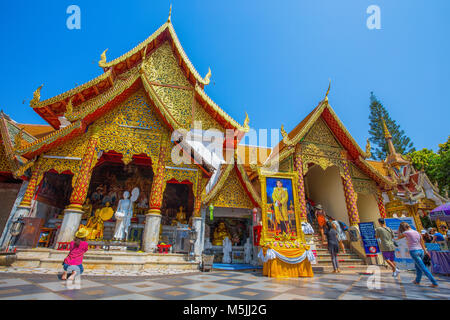 CHIANG MAI, Thailand, 18. Februar 2017 - Wat Phra That Doi Suthep Tempel, Chiang Mai, Thailand Stockfoto