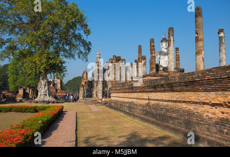 SUKHOTHAI, THAILAND, Februar, 23, 2017 - Sukhothai Historical Park, Sukhothai, Altstadt, Weltkulturerbe, UNESCO, Thailand. Stockfoto