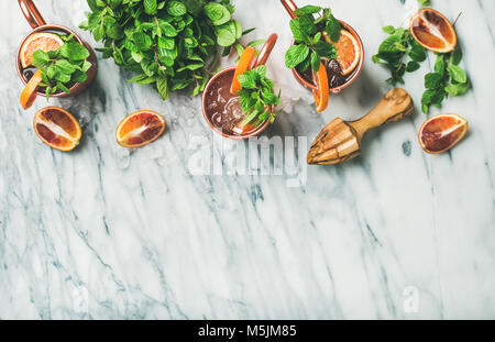 Blutorange Moscow Mule Alkohol cocktails Stockfoto