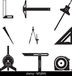 Werkzeug messen Vektor Icon Set. Winkel und Abstand Stock Vektor