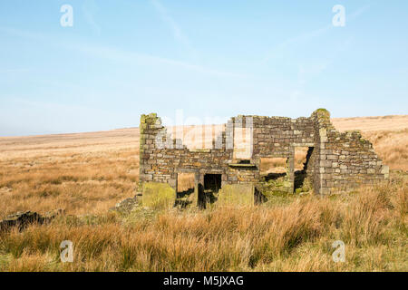 Ruiniert Bauernhaus auf Turton Moor, West Pennine Moors, Lancashire, England. Stockfoto