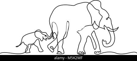 Elefant Mama mit Baby walking Symbol Stock Vektor