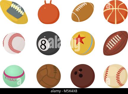 Kugeln Icon Set, Cartoon Stil Stock Vektor
