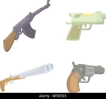 Waffen Icon Set, Cartoon Stil Stock Vektor