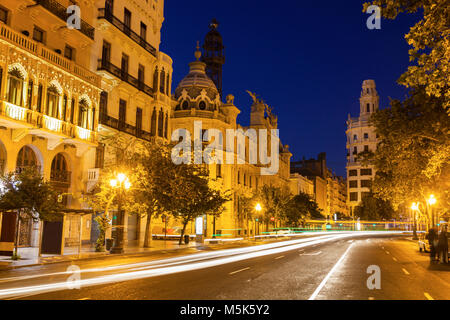 Plaza del Ayuntamiento in Valencia. Valencia, Valencia, Spanien. Stockfoto