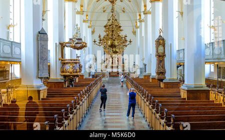 Kopenhagen, Seeland Region/DÄNEMARK - 2017/07/26: barocke protestantische Trinitatis Kirche auch als Kirche der Heiligen Dreifaltigkeit im Stadtzentrum bekannt - Interieur wi Stockfoto