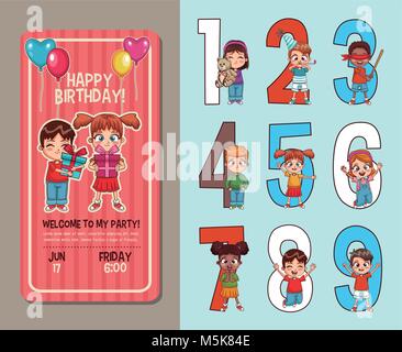 Kindergeburtstag Einladungskarte Stock Vektor