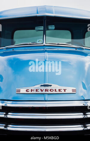 1951 Blau Chevrolet Pickup Truck auf ein amerikanisches Auto zeigen. Essex. Großbritannien Stockfoto