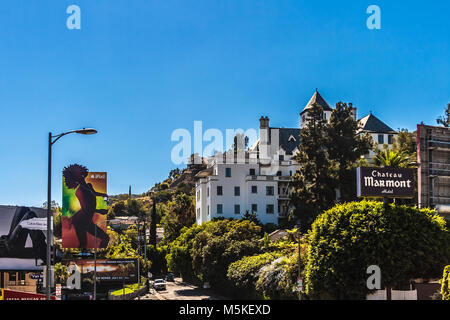 Die berühmte Luxus Hotel Chateau Marmont in West Hollywood, Los Angeles, Kalifornien. Stockfoto
