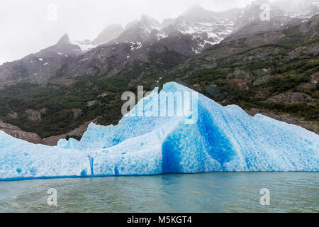 Iceburgs Gekalbt von Glaciar Grey float im Lago Grey, Torres del Paine Nationalpark, Patagonien, Chile Stockfoto