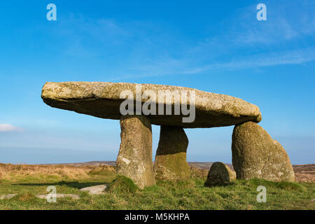 Lanyon quoit Eine neolithische dolman in der Nähe von madron in West Cornwall, England, Großbritannien, Großbritannien. lanyon quoit Cornwall, Stockfoto