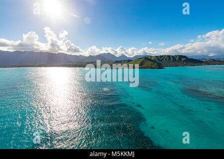 Antenne. Lanikai Beach, Kailua, Oahu, Hawaii Stockfoto