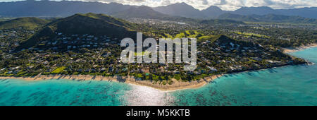 Antenne. Lanikai Beach, Kailua, Oahu, Hawaii Stockfoto