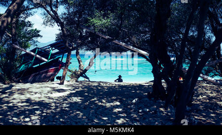 Der Strand von Gili Meno in Bali. Stockfoto