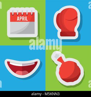 Sammlung Streich tricks Fools Day Feier Stock Vektor