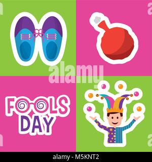Sammlung Streich tricks Fools Day Feier Stock Vektor