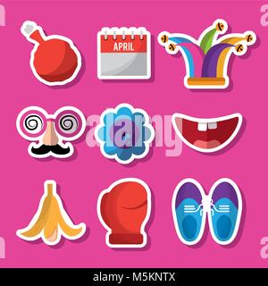 Sammlung Streich tricks Fools Day Feier Stock Vektor