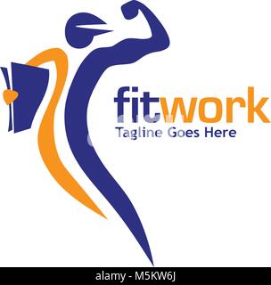 Gesundheit - Vektor logo Konzept Abbildung menschlichen Charakter kreative Zeichen Sport Fitness logo Symbol. Stock Vektor