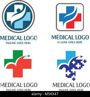 Medical logo Konzept, einfach, modern und Blickfang, den besten Weg zur Gesundheit Logo, einfach, modern und mit auffälligen Stock Vektor