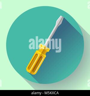 Gelbe Schraubendreher Symbol - Reparatur und Service Symbol. Flaches Design Stil Stock Vektor