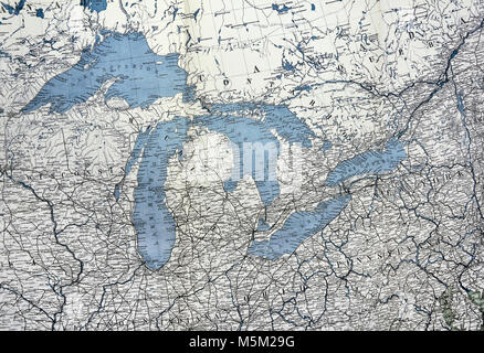 1877 Petermann Mittheilungen Karte Vereinigte Staaten Kanada Region der Großen Seen Stockfoto