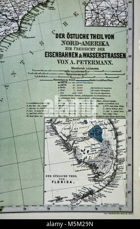 1877 Petermann Mittheilungen Karte Eastern United States Stockfoto