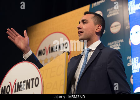 Caserta, Luigi Di Maio Premier Kandidat für das 5 Sterne Bewegung für die bevorstehenden Wahlen am 4. März 2018. 22.02.2018, Caserta, Neapel Stockfoto